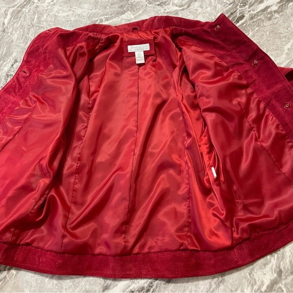 Charter Club Womens Button up Red 100% Suede Leather Jacket Size Petite Retro - Picture 8 of 11